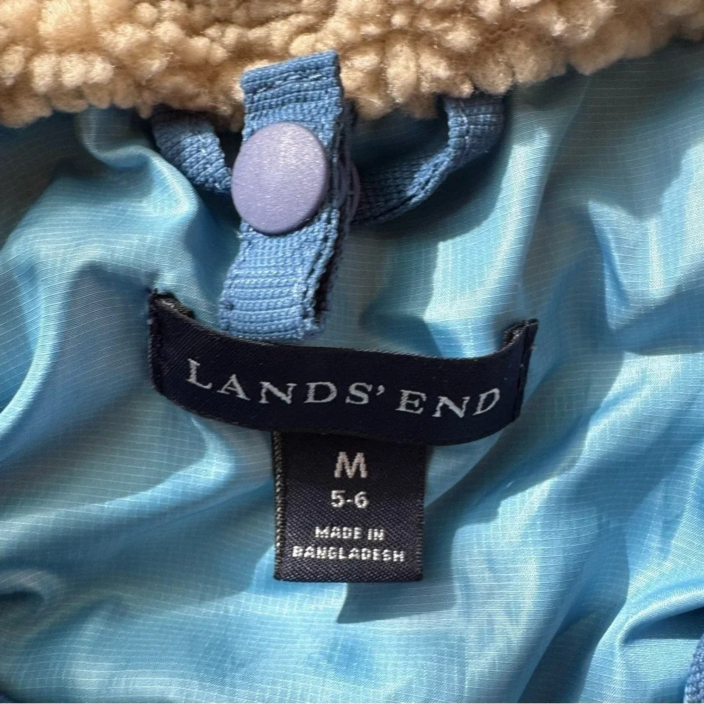Lands' End Coat Kids' Hooded Blue Medium 5/6 Snowboard Ski Play Snow Boys Girls